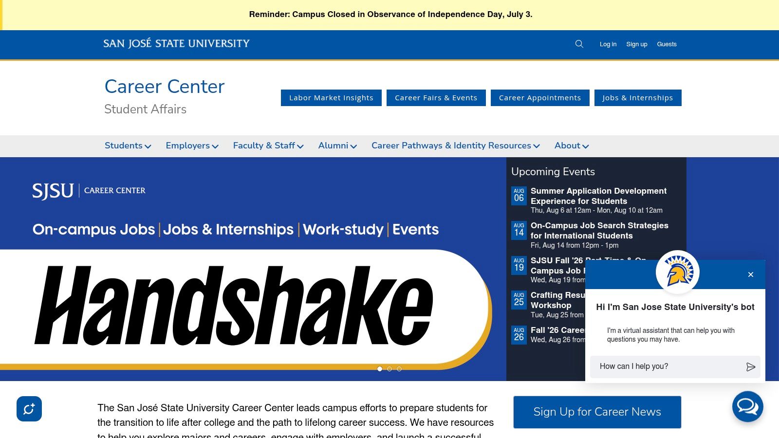 San José State University Career Center, Job & Internship Fairs