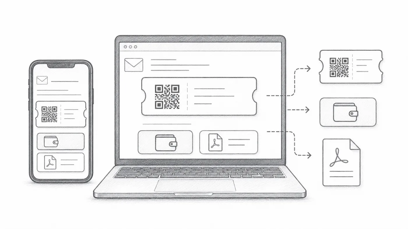 Ticket email display options illustration